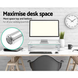 Artiss Monitor Stand Riser with Height Adjustable Computer Laptop Printer Screen Glass Display Shelf - Top-Down View