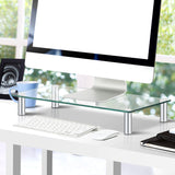 Artiss Monitor Stand Riser with Height Adjustable Computer Laptop Printer Screen Glass Display Shelf - Rear View