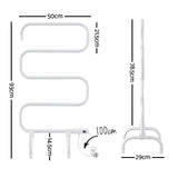 Devanti Heated Towel Rail Freestanding Wall Mounted S-Shape Electric Warmer Rack - Side View