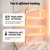 Devanti Heated Towel Rail Freestanding Wall Mounted S-Shape Electric Warmer Rack - Close-Up Angle
