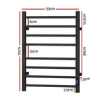 Devanti Heated Towel Rail 8 Square Bars with Timer Electric Heater Warmer Rack