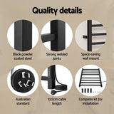 Devanti Heated Towel Rail 8 Square Bars with Timer Electric Heater Warmer Rack - Rear View