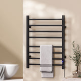 Devanti Heated Towel Rail 8 Square Bars with Timer Electric Heater Warmer Rack - Close-Up Angle