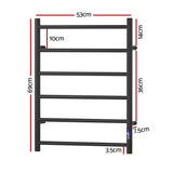 Devanti Heated Towel Rail 6 Round Bars  with Timer Electric Heater Warmer Rack - Front View