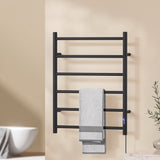 Devanti Heated Towel Rail 6 Round Bars  with Timer Electric Heater Warmer Rack - Close-Up Angle
