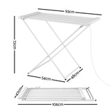 Devanti Heated Towel Rail Electric Clothes Airer Foldable Drying Rack 8 Bars - Side View