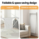 Devanti Heated Towel Rail Electric Clothes Airer Foldable Drying Rack 8 Bars - Low Angle