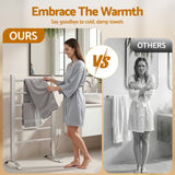 Devanti Electric Heated Towel Rail Rack 6 Bars Freestanding Clothes Dry Warmer - Side View