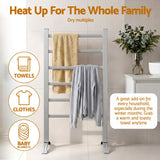Devanti Electric Heated Towel Rail Rack 6 Bars Freestanding Clothes Dry Warmer - Rear View