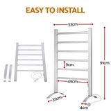 Devanti Electric Heated Towel Rail Rack 6 Bars Freestanding Clothes Dry Warmer - Extra Image