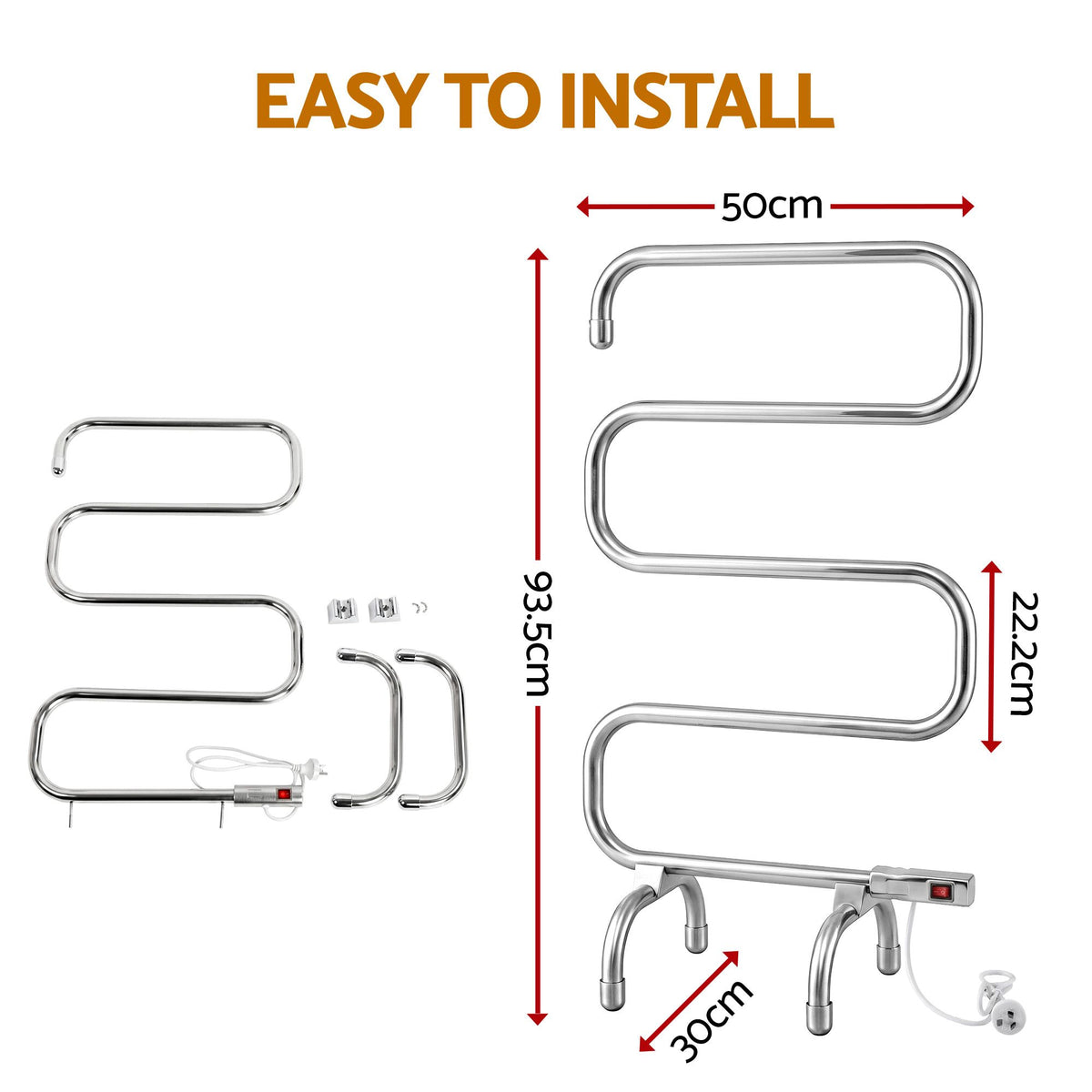 Devanti Electric Heated Towel Rail Rack 5 Bars Freestanding Clothes Dry Warmer