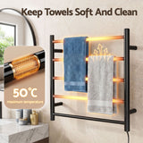 Devanti Electric Heated Towel Rail Rack 5 Bars Wall Mounted Clothes Dry Warmer - Front View