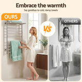 Devanti Electric Heated Towel Rail Rack 14 Bars Wall Mounted Clothes Dry Warmer - Side View