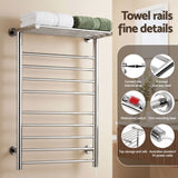Devanti Electric Heated Towel Rail Rack 14 Bars Wall Mounted Clothes Dry Warmer - Top-Down View