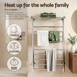 Devanti Electric Heated Towel Rail Rack 14 Bars Wall Mounted Clothes Dry Warmer - Rear View