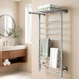 Devanti Electric Heated Towel Rail Rack 14 Bars Wall Mounted Clothes Dry Warmer - Close-Up Angle
