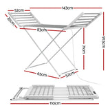 Devanti Foldable Electric Heated Towel Rail Rack with 24H Timer - Front View