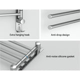 Towel Rail Rack Holder 4 Bars Wall Mounted Stainless Steel Swivel Hanging Hook - Rear View
