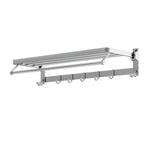 Towel Rail Rack Holder 4 Bars Wall Mounted Aluminium Foldable Hanging Hook - Side View