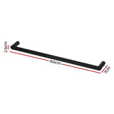 Towel Rail Rack Holder Single 600mm Wall Mounted Stainless Steel Black - Front View