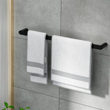 Towel Rail Rack Holder Single 600mm Wall Mounted Stainless Steel Black - Top-Down View