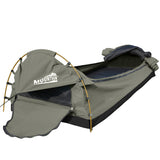 Dome Swag Camping Canvas Tent In Grey - Side View