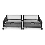 Artiss 2X Under Bed Storage Containers Metal Boxes Quilt Organiser with Wheels - Side View