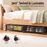 Artiss 2X Under Bed Storage Containers Metal Boxes Quilt Organiser with Wheels - 45-Degree Angle