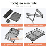 Artiss 2X Under Bed Storage Containers Metal Boxes Quilt Organiser with Wheels - Close-Up Angle