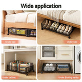 Artiss 2X Under Bed Storage Containers Metal Boxes Quilt Organiser with Wheels - Low Angle