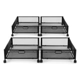 Artiss 4X Under Bed Storage Containers Metal Boxes Quilt Organiser with Wheels - Side View