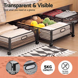 Artiss 4X Under Bed Storage Containers Metal Boxes Quilt Organiser with Wheels - Top-Down View