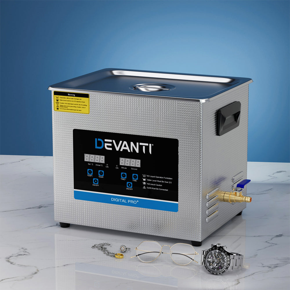 Devanti 10L Industrial Ultrasonic Cleaner with Heater and Timer Function