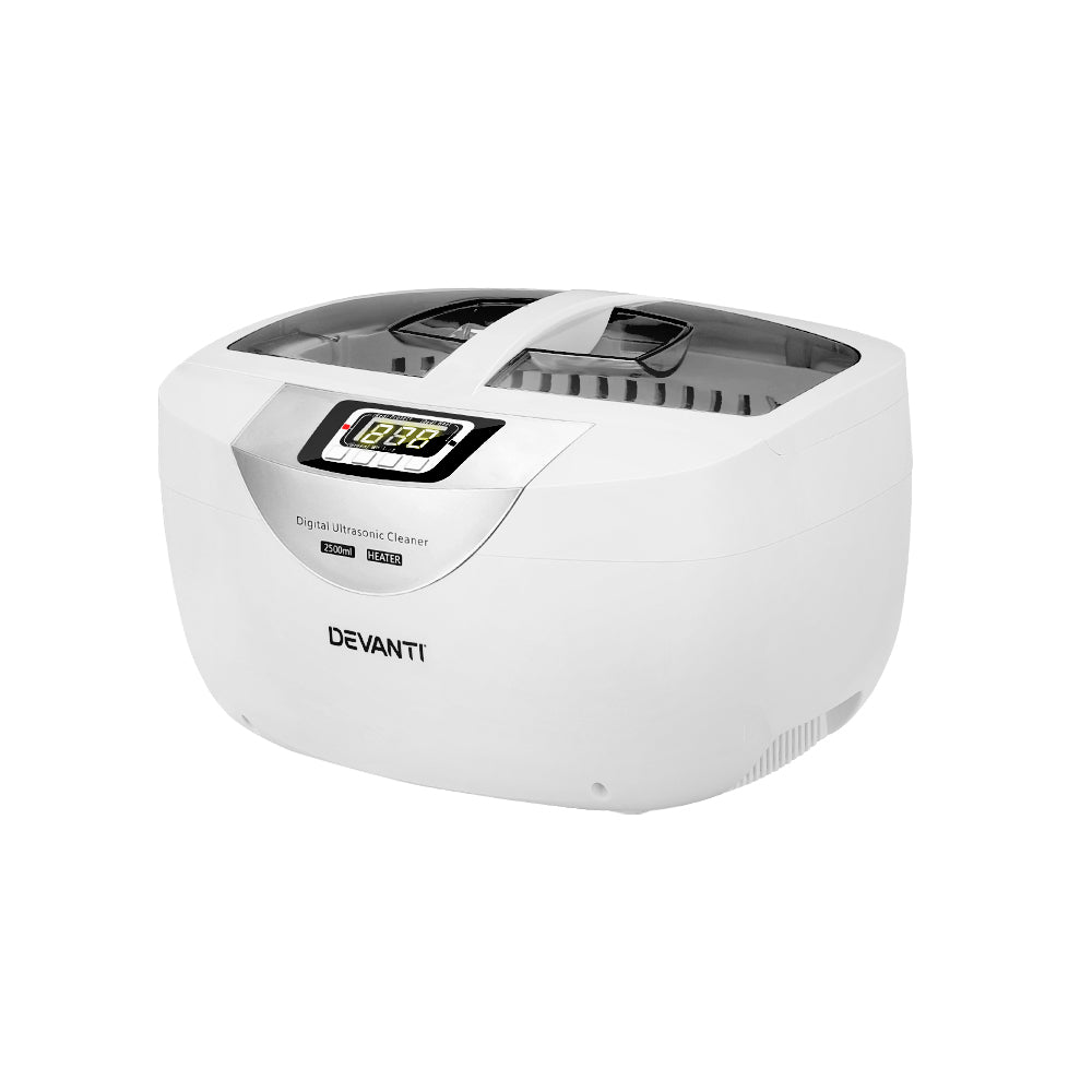 Devanti 2500ml Ultrasonic Jewelry and Glasses Cleaner with Heater and LCD Display