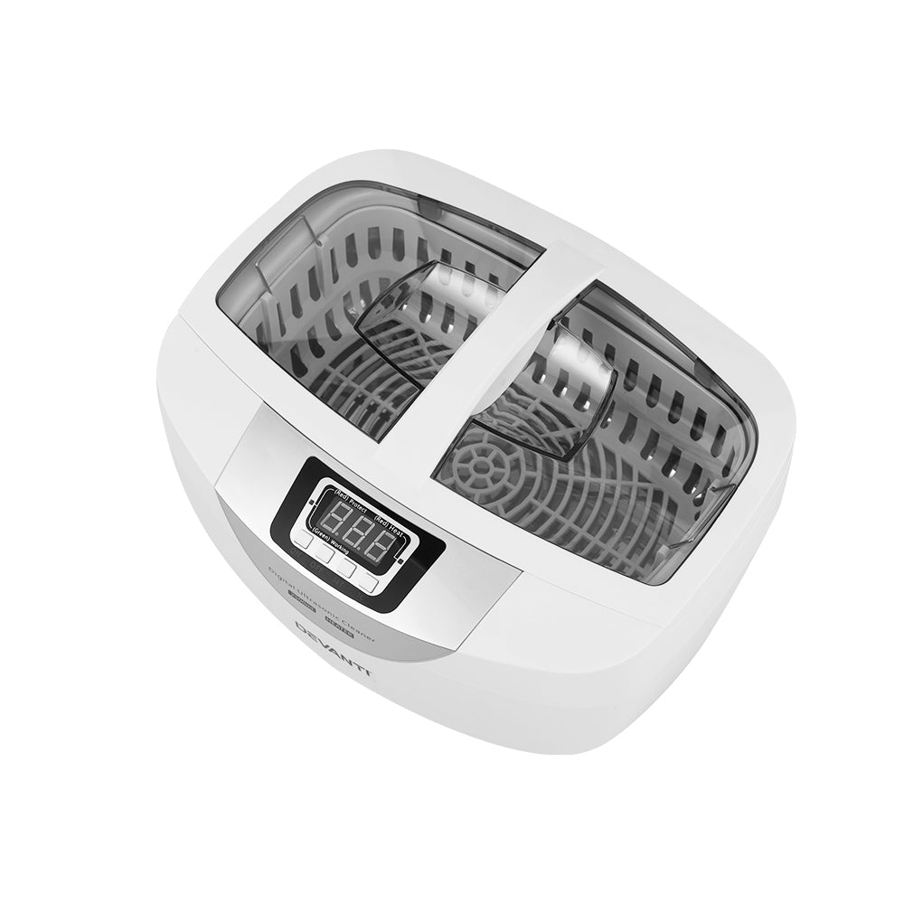 Devanti 2500ml Ultrasonic Jewelry and Glasses Cleaner with Heater and LCD Display