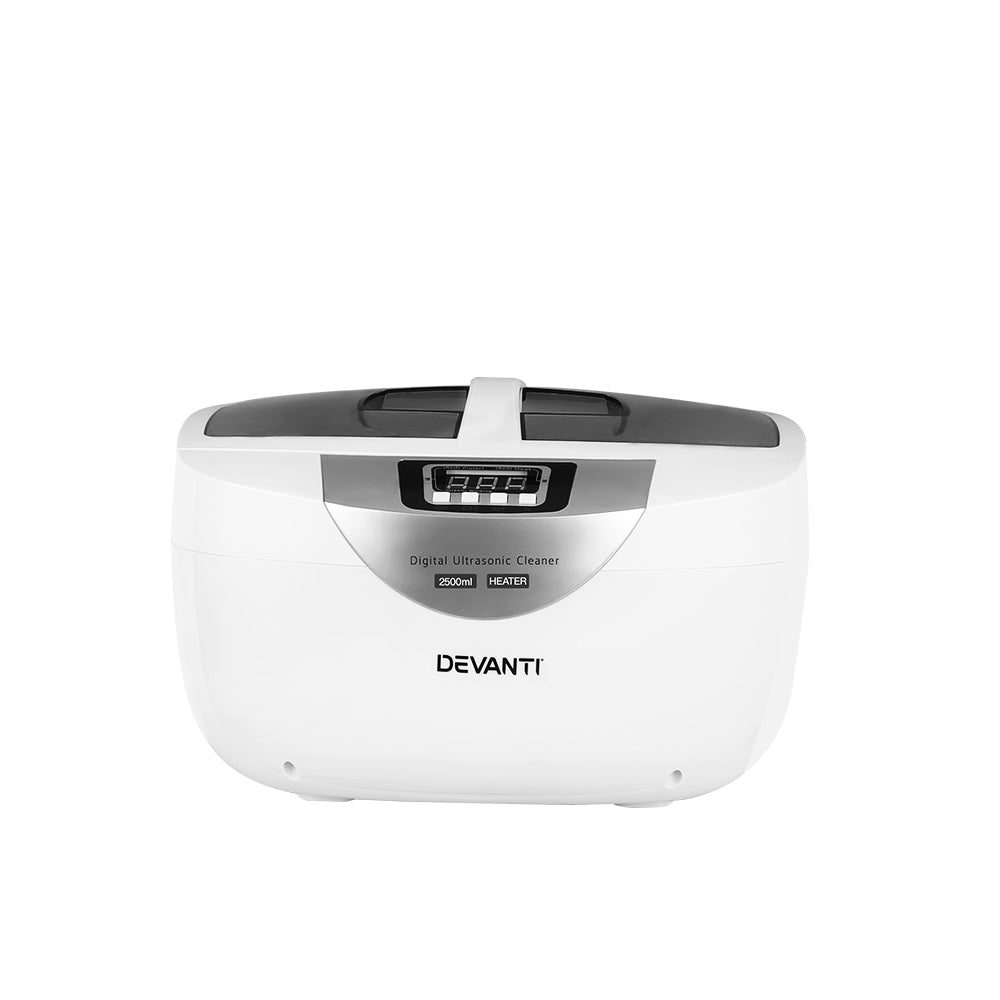 Devanti 2500ml Ultrasonic Jewelry and Glasses Cleaner with Heater and LCD Display