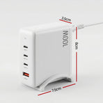 Devanti USB C Charger 100W Fast Charger 4 Port GaN Desktop Station White