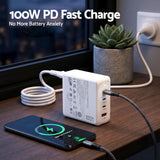 Devanti USB C Charger 100W Fast Charger 4 Port GaN Desktop Station White - Top-Down View