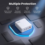 Devanti USB C Charger 100W Fast Charger 4 Port GaN Desktop Station White - Close-Up Angle