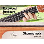 Alpha 26 inch tenor ukulele, natural mahogany with rosewood fretboard, contoured mahogany back