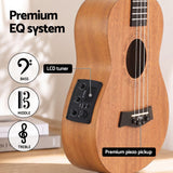 Alpha 26 Inch Solid Mahogany Tenor Ukulele Electric Acoustic EQ System Kit 18 Frets Natural - 45-Degree Angle