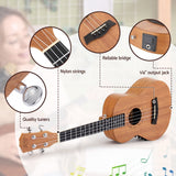 Alpha 26 Inch Solid Mahogany Tenor Ukulele Electric Acoustic EQ System Kit 18 Frets Natural - Low Angle
