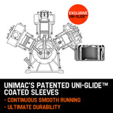 UNIMAC 115PSI 120L 8HP Industrial Petrol Powered Air Compressor - Front View