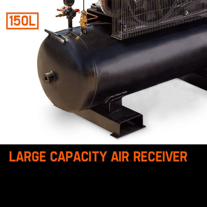 UNIMAC 115PSI 150L 18HP Industrial Petrol Powered Air Compressor with Electric Key Start