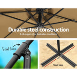 Instahut 3m Umbrella w/Base Outdoor Cantilever Beach Garden Patio Parasol Beige - Top-Down View