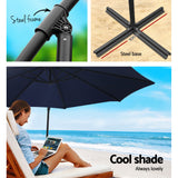 Instahut 3m Umbrella w/Base Outdoor Cantilever Beach Garden Patio Parasol Navy - Top-Down View
