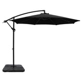 Instahut 3m Umbrella w/Base Outdoor Cantilever Beach Garden Patio Parasol Black - Front View