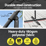 Instahut 3m Umbrella w/Base Outdoor Cantilever Beach Garden Patio Parasol Charcoal - Top-Down View