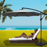 Instahut Umbrella Outdoor Umbrellas Cantilever Sun Stand UV Garden Base Grey 3M - Close-Up Angle