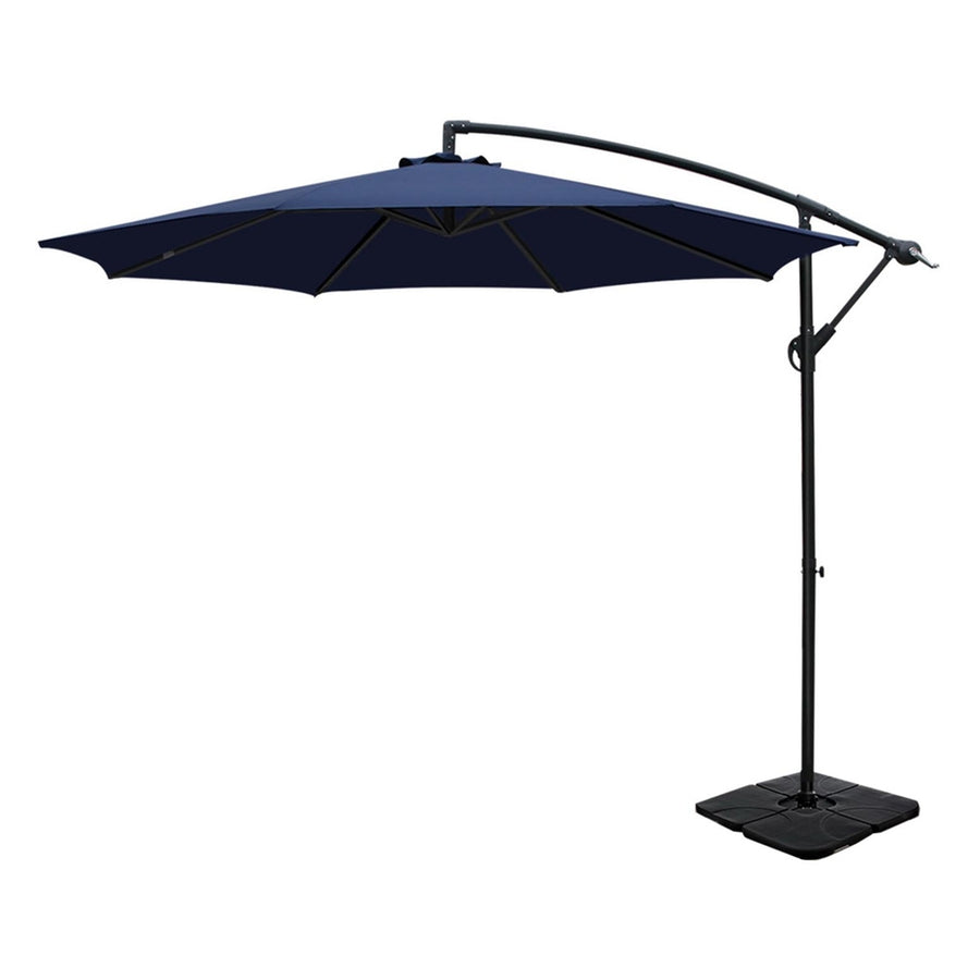 Instahut navy 3m cantilever outdoor umbrella with water-fillable base